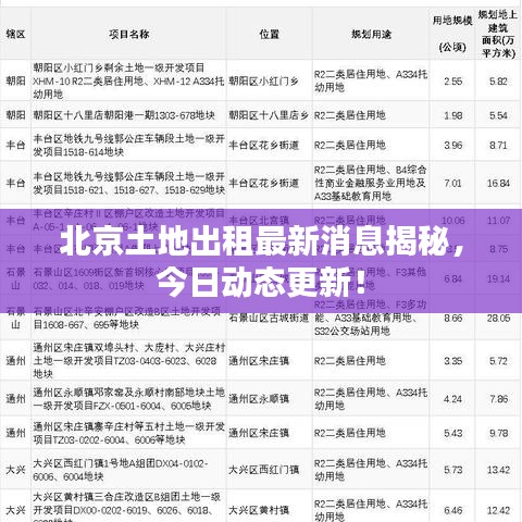 北京土地出租最新消息揭秘,今日动态更新!