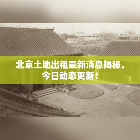 北京土地出租最新消息揭秘,今日动态更新!