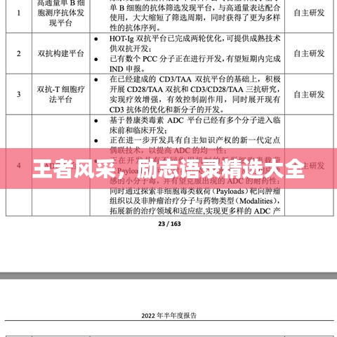 王者风采，励志语录精选大全