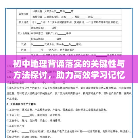 初中地理背诵落实的关键性与方法探讨，助力高效学习记忆