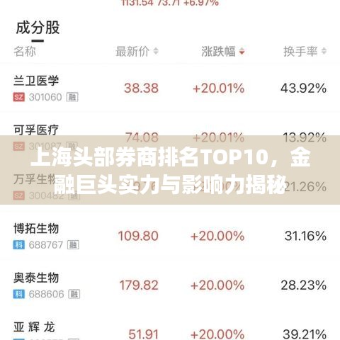 上海头部券商排名TOP10,金融巨头实力与影响力揭秘