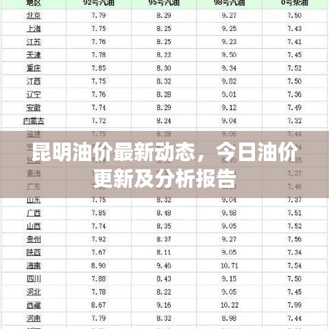 昆明油价最新动态,今日油价更新及分析报告